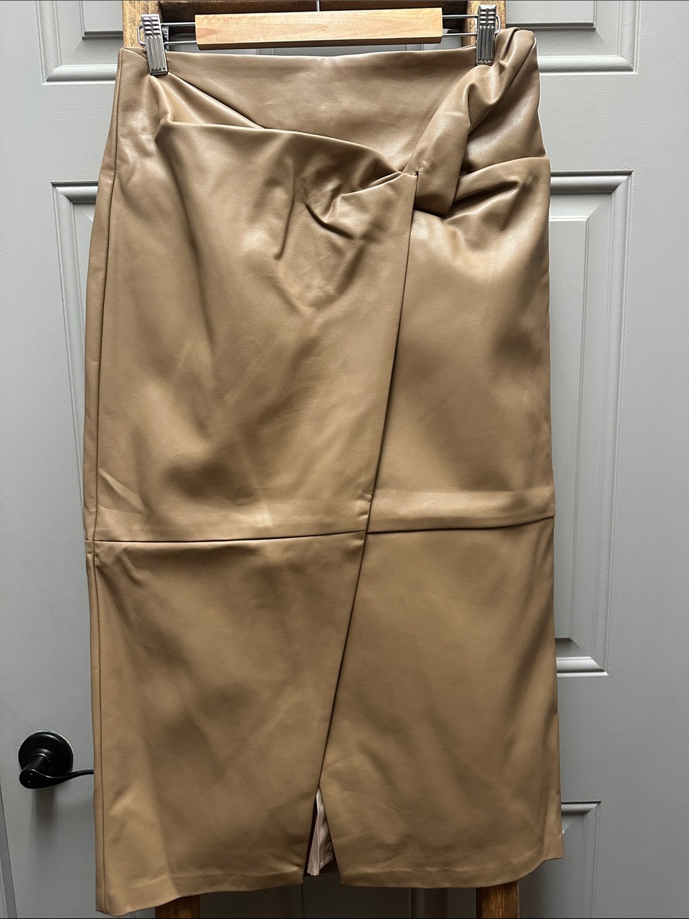 Mustard Seed Tan Faux Leather Pencil Skirt